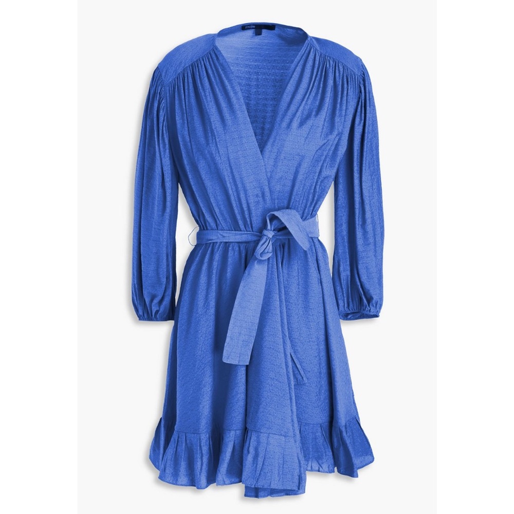 Maje Blue Ruffle Dress 38 - Picture 4 of 13